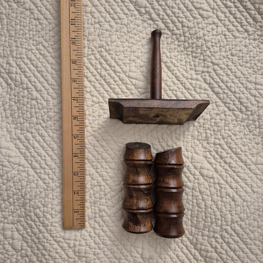 MCM Vintage 60s 70s Wooden Salt and Pepper Shaker Set With Stand 3 Pieces
